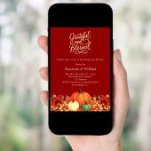 Orangefarbener Kürbis Terrakotta Erntedank Abendes Einladung