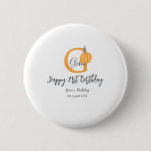 Orangefarbener Kürbis zum Herbst 21. grauer Fall Button (Vorderseite)