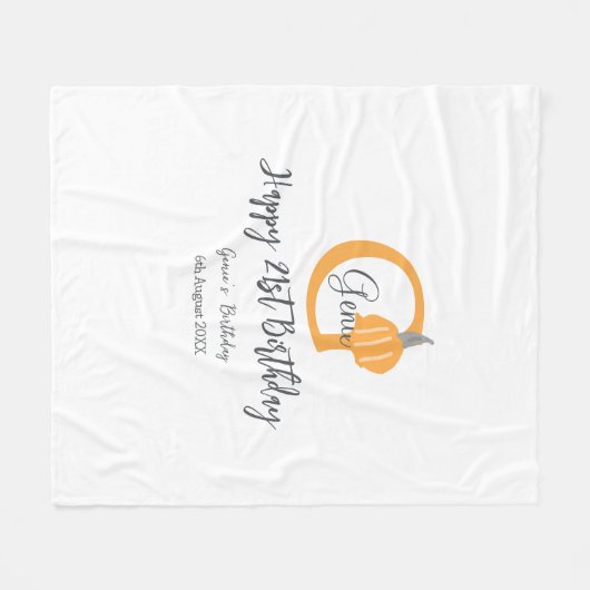 Orangefarbener Kürbis zum Herbst 21. grauer Fall Fleecedecke (Vorderseite (Horizontal))