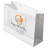 Orangefarbener Kürbis zum Herbst 21. grauer Fall Große Geschenktüte (Vorderseite Schrägansicht)