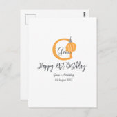 Orangefarbener Kürbis zum Herbst 21. grauer Fall Postkarte (Vorne/Hinten)