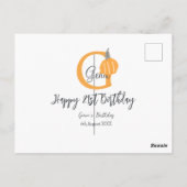 Orangefarbener Kürbis zum Herbst 21. grauer Fall Postkarte (Rückseite)