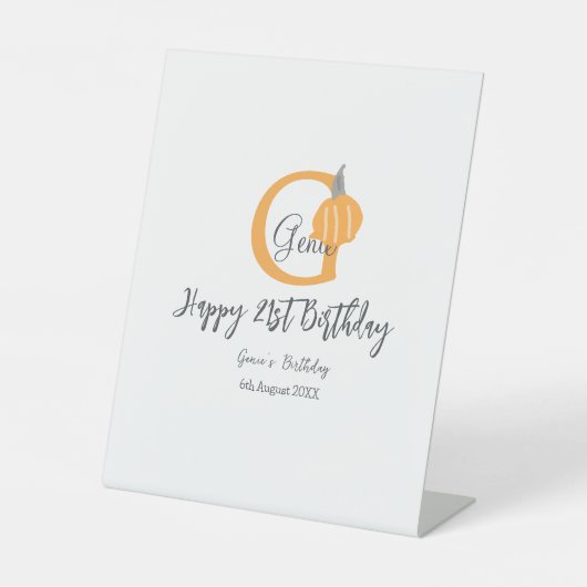 Orangefarbener Kürbis zum Herbst 21. grauer Fall Sockelschild (Vorderseite)