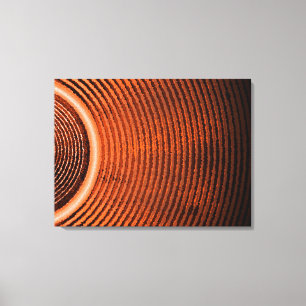 Orangefarbener Lautsprecher und Schallwellen Leinwanddruck
