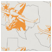 Orangefarbener Lenkerkopf mit Cowboy-Hut in Texas- Stoff (Nahaufnahme)