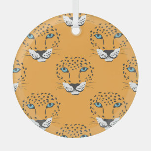 Orangefarbener Leopardenkopf, nahtloses Muster. Ornament Aus Glas