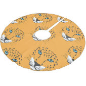 Orangefarbener Leopardenkopf, nahtloses Muster. Polyester Weihnachtsbaumdecke (Schrägansicht)
