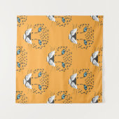 Orangefarbener Leopardenkopf, nahtloses Muster. Wandteppich (Vorderseite (Horizontal))