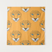 Orangefarbener Leopardenkopf, nahtloses Muster. Wandteppich (Vorderseite)