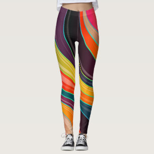 Orangefarbener Lila-gelber Swirl Abstrakt Leggings