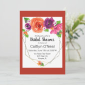 Orangefarbener, Lila rosafarbener Goldrahmen Einladung (Stehend Vorderseite)