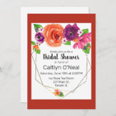 Orangefarbener, Lila rosafarbener Goldrahmen Einladung (Vorne/Hinten)