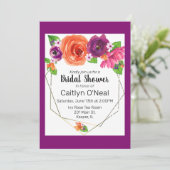 Orangefarbener, Lila rosafarbener Goldrahmen Einladung (Stehend Vorderseite)