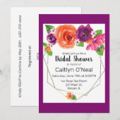 Orangefarbener, Lila rosafarbener Goldrahmen Einladung (Vorne/Hinten)