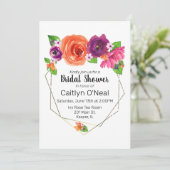 Orangefarbener, Lila rosafarbener Goldrahmen Einladung (Stehend Vorderseite)