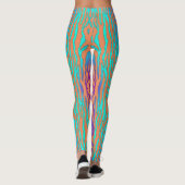 Orangefarbener lila und grüner Zebradruck Leggings (Rückseite)