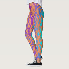 Orangefarbener lila und grüner Zebradruck Leggings