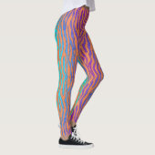 Orangefarbener lila und grüner Zebradruck Leggings (Rechts)