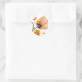 Orangefarbener Mohn Runder Aufkleber (Tasche)