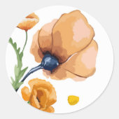 Orangefarbener Mohn Runder Aufkleber (Vorderseite)