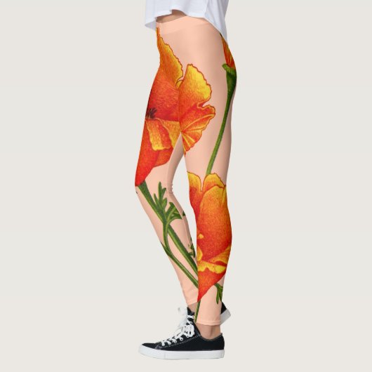orangefarbener Mohndruck aus Kalifornien Leggings (Links)