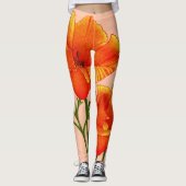 orangefarbener Mohndruck aus Kalifornien Leggings (Vorderseite)
