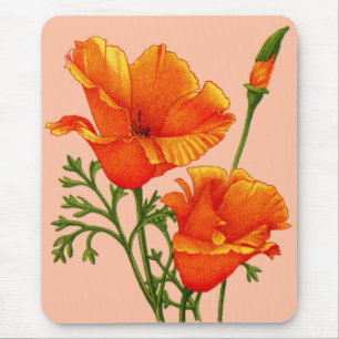 orangefarbener Mohndruck aus Kalifornien Mousepad