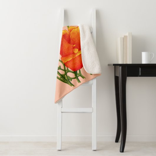 orangefarbener Mohndruck aus Kalifornien Sherpadecke (Beispiel)