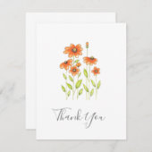 Orangefarbener Pen und Wasserfarbstoffe 2 Dankeskarte (Vorne/Hinten)