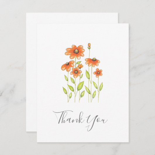 Orangefarbener Pen und Wasserfarbstoffe 2 Dankeskarte (Vorne/Hinten)