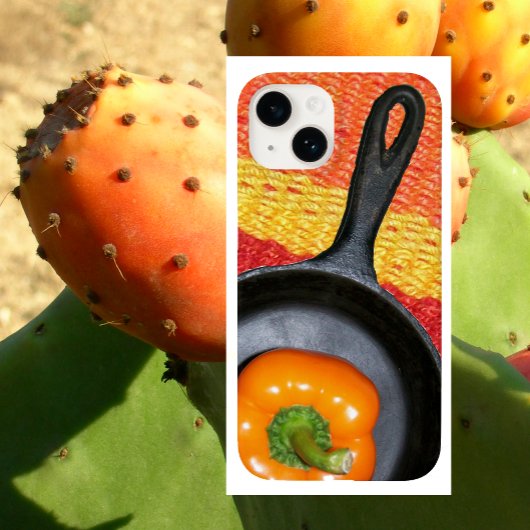 Orangefarbener Pfeffer in schwarzem Bratpfanne, fa Case-Mate iPhone Hülle