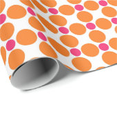 Orangefarbener Pop und Pink-Polka-Dots-Mustergesch Geschenkpapier (Rolleneckpunkt)