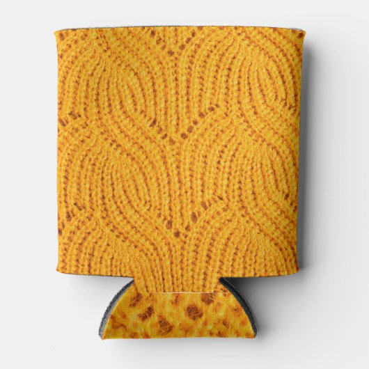 Orangefarbener Pullover, texturierter Hintergrund. Dosenkühler (Vorderseite)