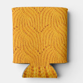 Orangefarbener Pullover, texturierter Hintergrund. Dosenkühler (Rückseite)
