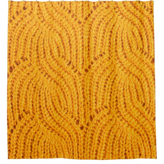 Orangefarbener Pullover, texturierter Hintergrund. Duschvorhang (Vorderseite)