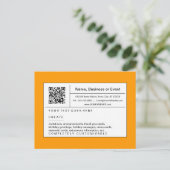 orangefarbener QR-Code Einladungspostkarte (Stehend Vorderseite)