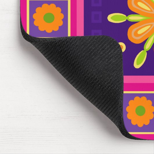 Orangefarbener Rahmen Blume Design Rosa Hintergrun Mousepad (Ecke)
