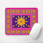 Orangefarbener Rahmen Blume Design Rosa Hintergrun Mousepad (Mit Mouse)