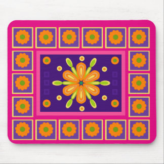 Orangefarbener Rahmen Blume Design Rosa Hintergrun Mousepad