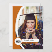 Orangefarbener Rahmen Foto Abschluss Einladung (Vorderseite)