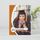 Orangefarbener Rahmen Foto Abschluss Einladung (Stehend Vorderseite)