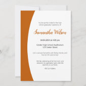 Orangefarbener Rahmen Foto Abschluss Einladung (Rückseite)