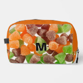 Orangefarbener Rotgummi Süßzucker Monogramm Waschbeutel (Vorderseite)