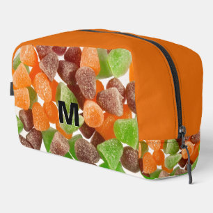 Orangefarbener Rotgummi Süßzucker Monogramm Waschbeutel