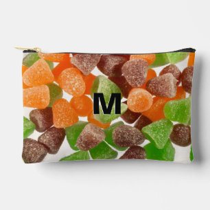 Orangefarbener Rotgummi Süßzucker Monogramm Zubehörtasche