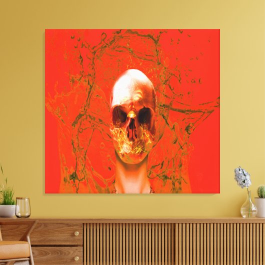 Orangefarbener Schädel im Wasser Leinwanddruck (Insitu (Wohnzimmer))