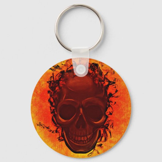 Orangefarbener Schädel Schlüsselanhänger (Vorderseite)