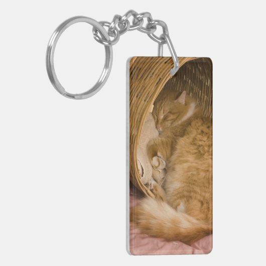 Orangefarbener Schlaf in Hürde Schlüsselanhänger (Vorderseite links)