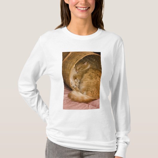 Orangefarbener Schlaf in Hürde T-Shirt (Vorderseite)
