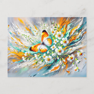 Orangefarbener Schmetterling mit Hülsenfrüchten Öl Postkarte